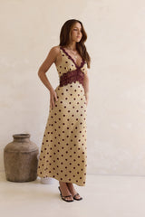 On The Sky Lace Polka Dot Maxikleid Braun