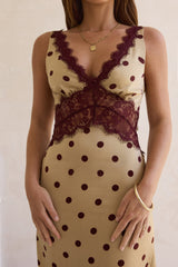 On The Sky Lace Polka Dot Maxikleid Braun