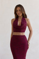 She's The Flame Neckholder-Croptop Weinrot