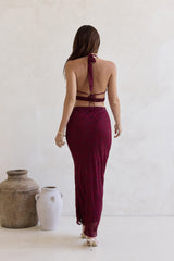 She's The Flame Neckholder-Croptop Weinrot