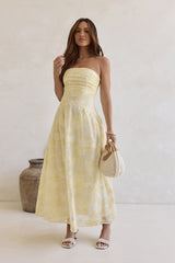 Cloud Kissed Paths Strapless Maxi Dress Yellow