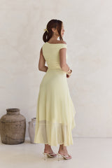 Whispered Secrets Mesh Long Sleeve Maxi Dress Yellow
