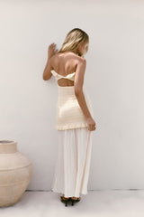 Liebes trägerloses Maxikleid Creme