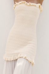 Liebes trägerloses Maxikleid Creme