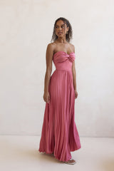 Decades Ago Plissee trägerloses Maxikleid Rose