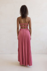 Decades Ago Plissee trägerloses Maxikleid Rose