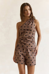 Seeking The Sun Polka Dot Shorts Brown