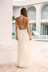 Different Dreams Halter Maxi Dress Cream