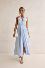 Robin Netz-Halter-Maxikleid Blau