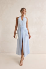 Robin Netz-Halter-Maxikleid Blau