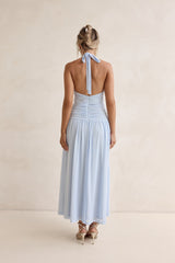 Robin Netz-Halter-Maxikleid Blau