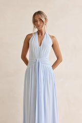 Robin Netz-Halter-Maxikleid Blau