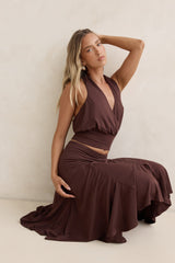 Dreamy Shores Midi Skirt Brown