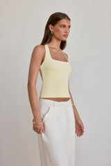 BASE Luxe Rib Simple Silhouette Halter Top Yellow