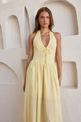 Arrietty Neckholder Maxikleid Gelb