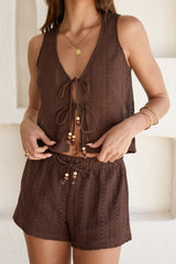 For The Sun Woven Top Brown