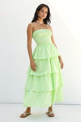 Trägerloses Maxikleid „Glass Slipper“ in Grün