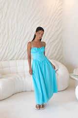 Whimsical Woods Maxi Dress Aqua