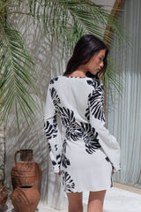 Island Time Only Langarm Mini-Kleid Natur