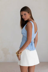 Essence Of Sunlight Satin-Top Blau