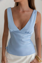 Essence Of Sunlight Satin-Top Blau
