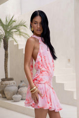 Süße Sommernächte Neckholder Mini-Kleid Pink