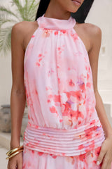 Süße Sommernächte Neckholder Mini-Kleid Pink