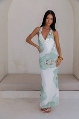 Seasons Pass Mesh Halter Maxi Dress White