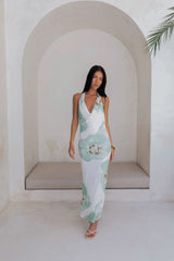 Seasons Pass Mesh Halter Maxi Dress White