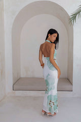 Seasons Pass Mesh Halter Maxi Dress White
