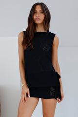Verliebtes Neckholder-Top Schwarz