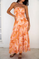 Sienna trägerloses Maxikleid Orange