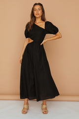 Ockerfarbenes Maxikleid Schwarz