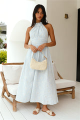 Maxikleid "Fly Away" mit Neckholder in Blau