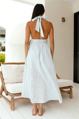 Maxikleid "Fly Away" mit Neckholder in Blau