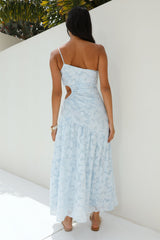 Maxikleid "Fully Focused" mit One-Shoulder-Träger, Blau
