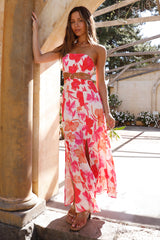 Blissful Strapless Maxi Dress Red
