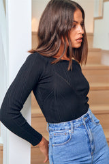 Lucky Roll Knit Top Black