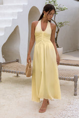 Herz-von-uns-Neckholder-Maxikleid Gelb