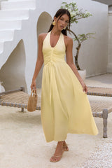 Herz-von-uns-Neckholder-Maxikleid Gelb