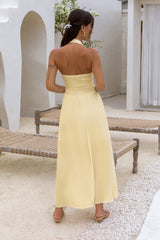 Herz-von-uns-Neckholder-Maxikleid Gelb
