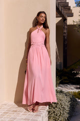 Hier mit dir Halter-Maxikleid Rosa