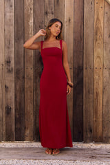 Maxikleid „Frühling in den Wolken“ Burgund