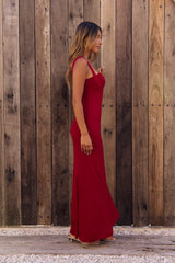Maxikleid „Frühling in den Wolken“ Burgund