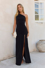 Spun In The Sun One-Shoulder-Maxikleid Schwarz