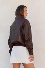 City Girls Faux Leather Jacket Brown
